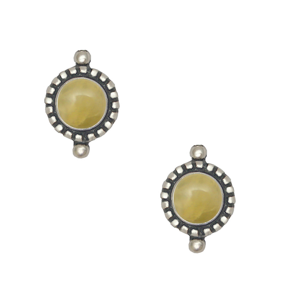 Sterling Silver Petite Yellow Aragonite Post Stud Earrings